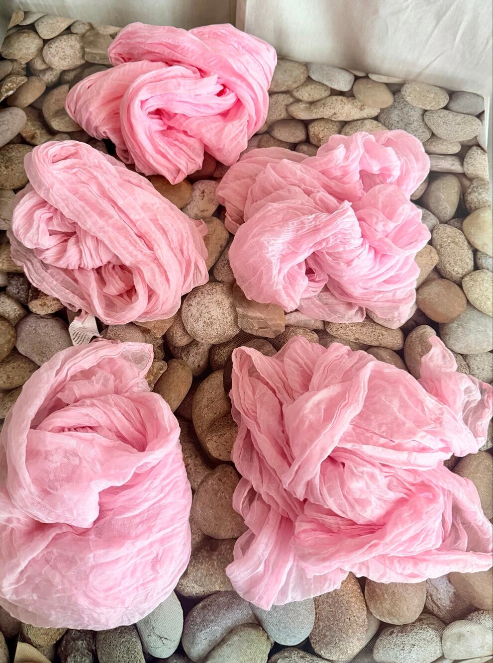 5 PINK CHEESECLOTH TABEL RUNNERS